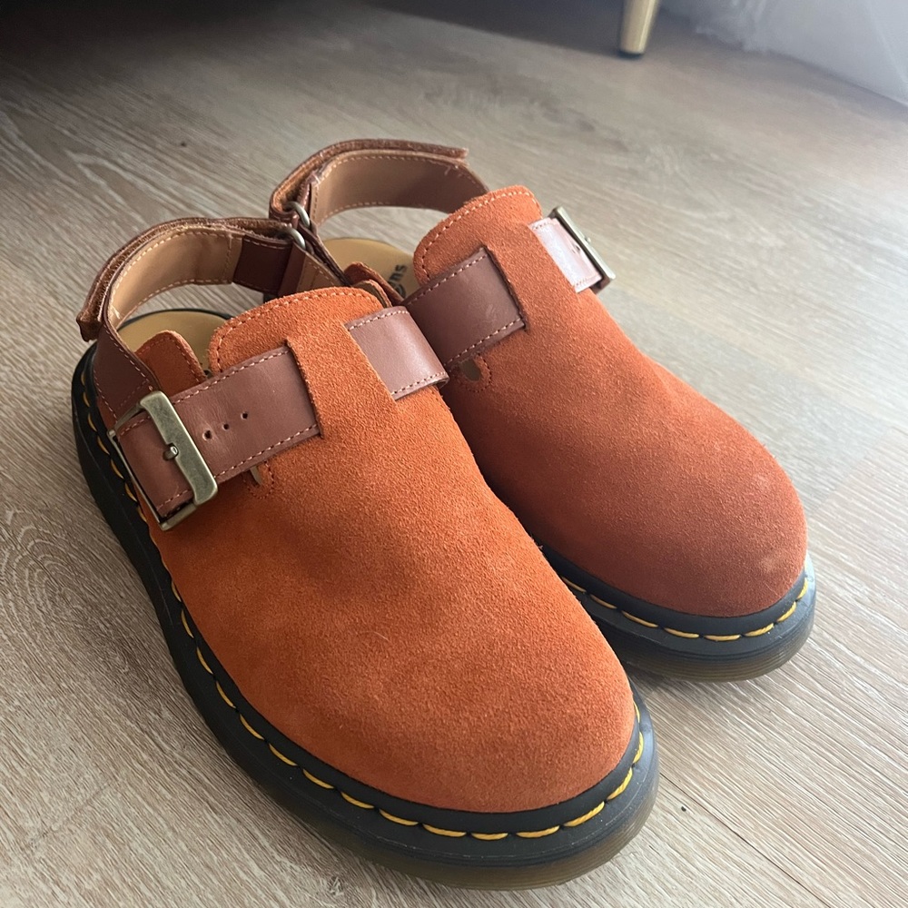 Dr. Martens Orange Suede Women's Shoes